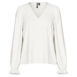 Blouse manches longues col en V Tiffany blanc écru Vera