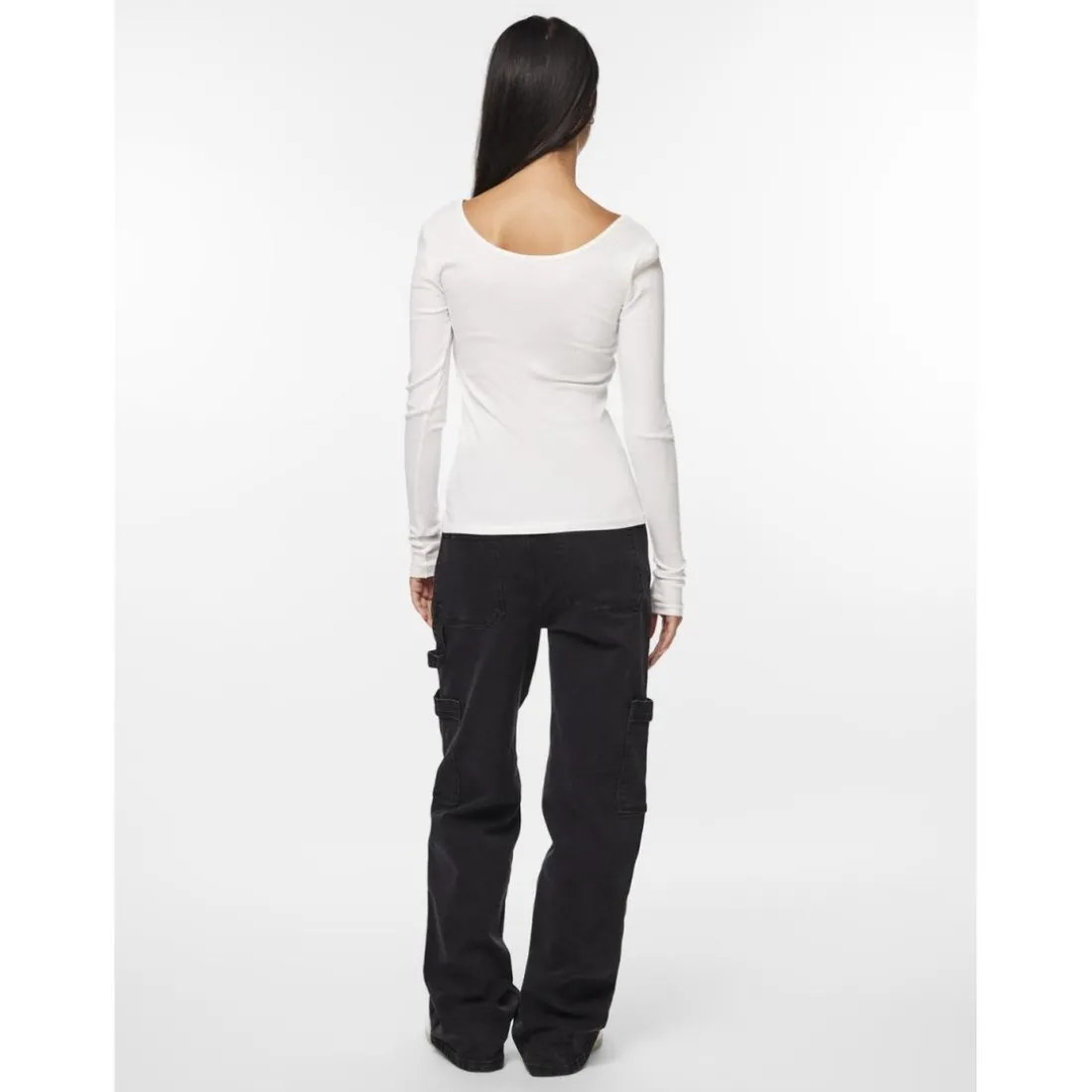 Blouse manches longues col rond blanc