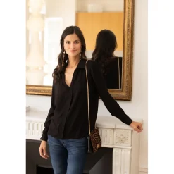 Blouse manches longues détail dentelle Dan en viscose