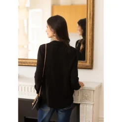 Blouse manches longues détail dentelle Dan en viscose