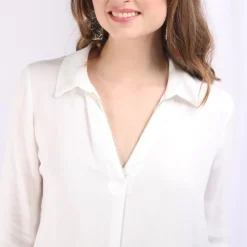 Blouse manches longues détail doré Carla en viscose