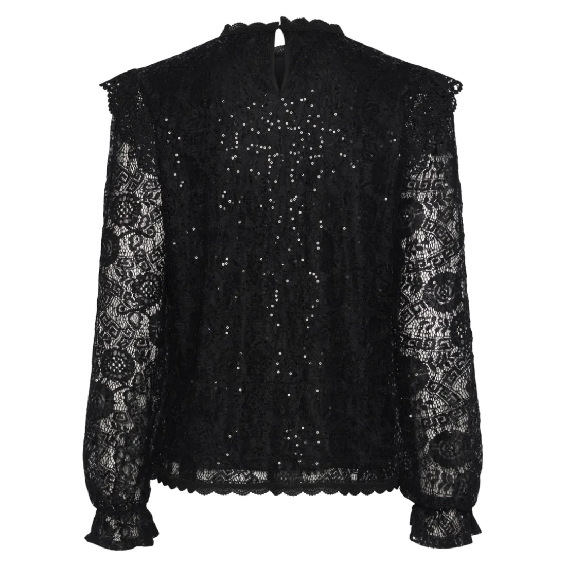 Blouse manches longues en dentelle Colline noir Ella