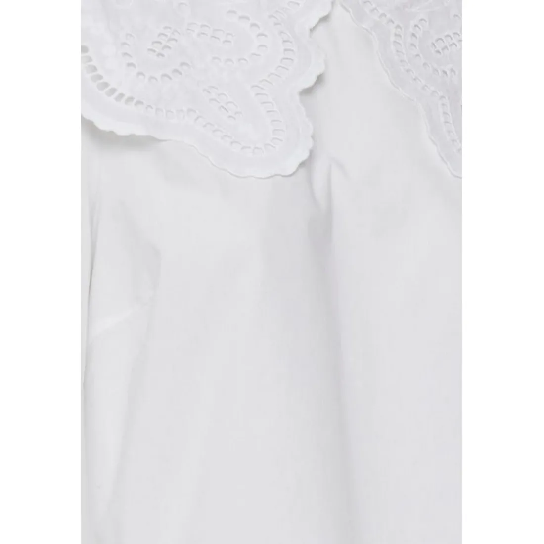 Blouse manches longues femme blanc en coton