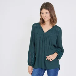 Blouse manches longues plumetis Bells en viscose