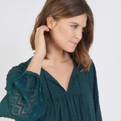Blouse manches longues plumetis Bells en viscose