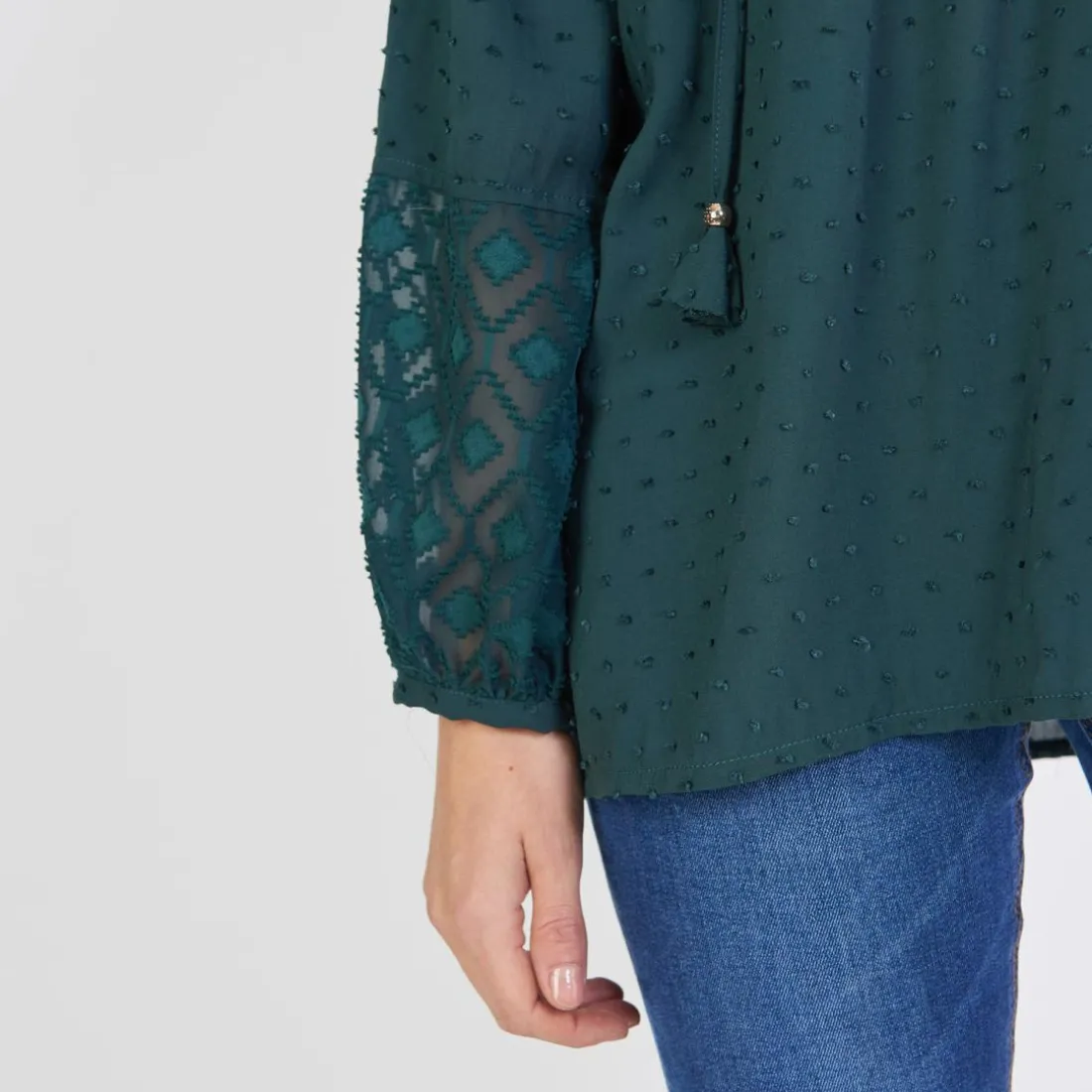 Blouse manches longues plumetis Bells en viscose