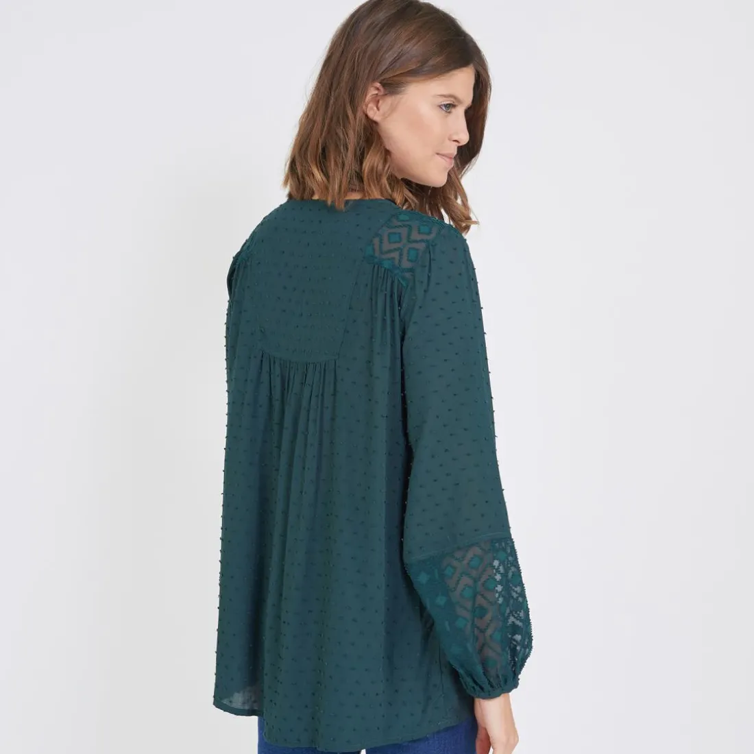Blouse manches longues plumetis Bells en viscose
