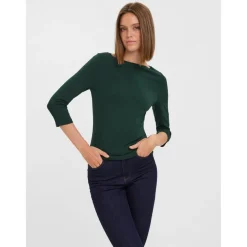 Blouse Regular Fit Col bateau Manches 3/4 Longueur regular vert Julia