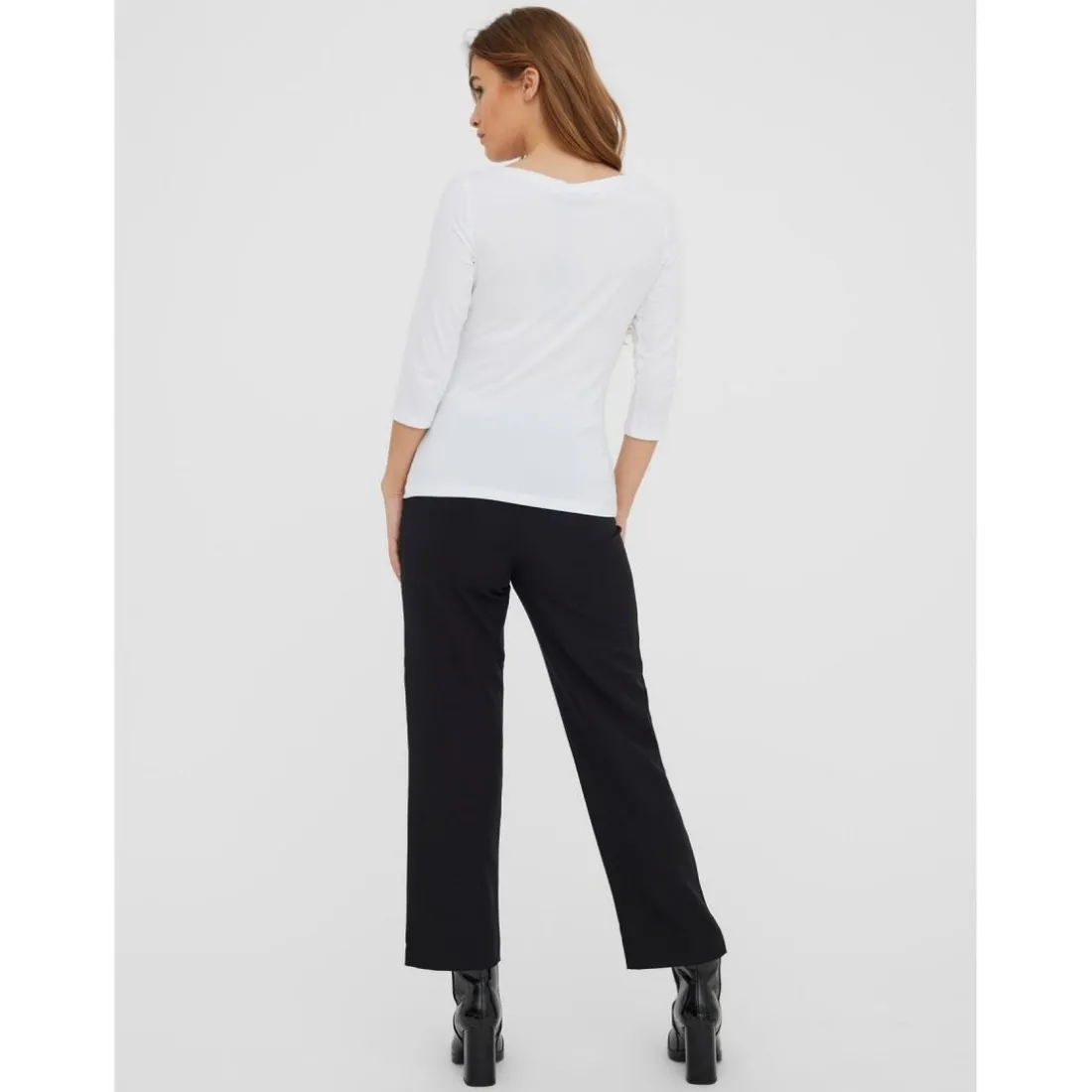 Blouse Regular Fit Col bateau Manches 3/4 Longueur regular blanc