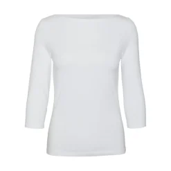 Blouse Regular Fit Col bateau Manches 3/4 Longueur regular blanc
