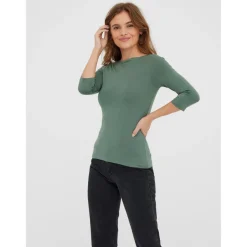 Blouse Regular Fit Col bateau Manches 3/4 Longueur regular vert Cate