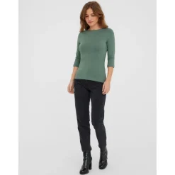 Blouse Regular Fit Col bateau Manches 3/4 Longueur regular vert Cate