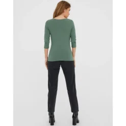 Blouse Regular Fit Col bateau Manches 3/4 Longueur regular vert Cate