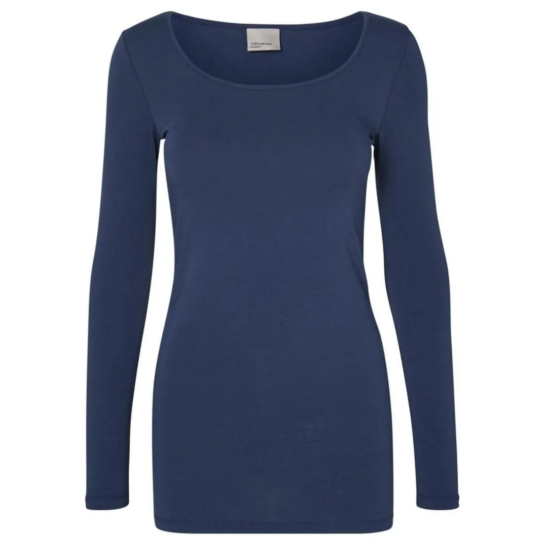 Blouse Regular Fit Col en U Manches longues Extra long bleu