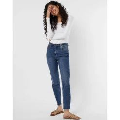 Blouse Regular Fit Col en U Manches longues Extra long blanc