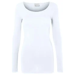 Blouse Regular Fit Col en U Manches longues Extra long blanc