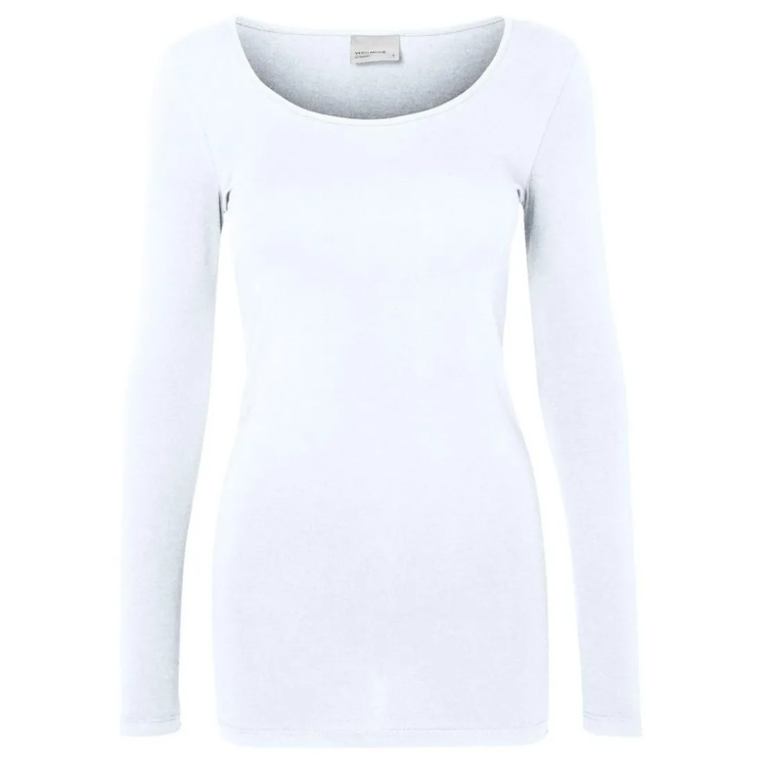 Blouse Regular Fit Col en U Manches longues Extra long blanc