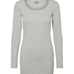 Blouse Regular Fit Col en U Manches longues Extra long gris