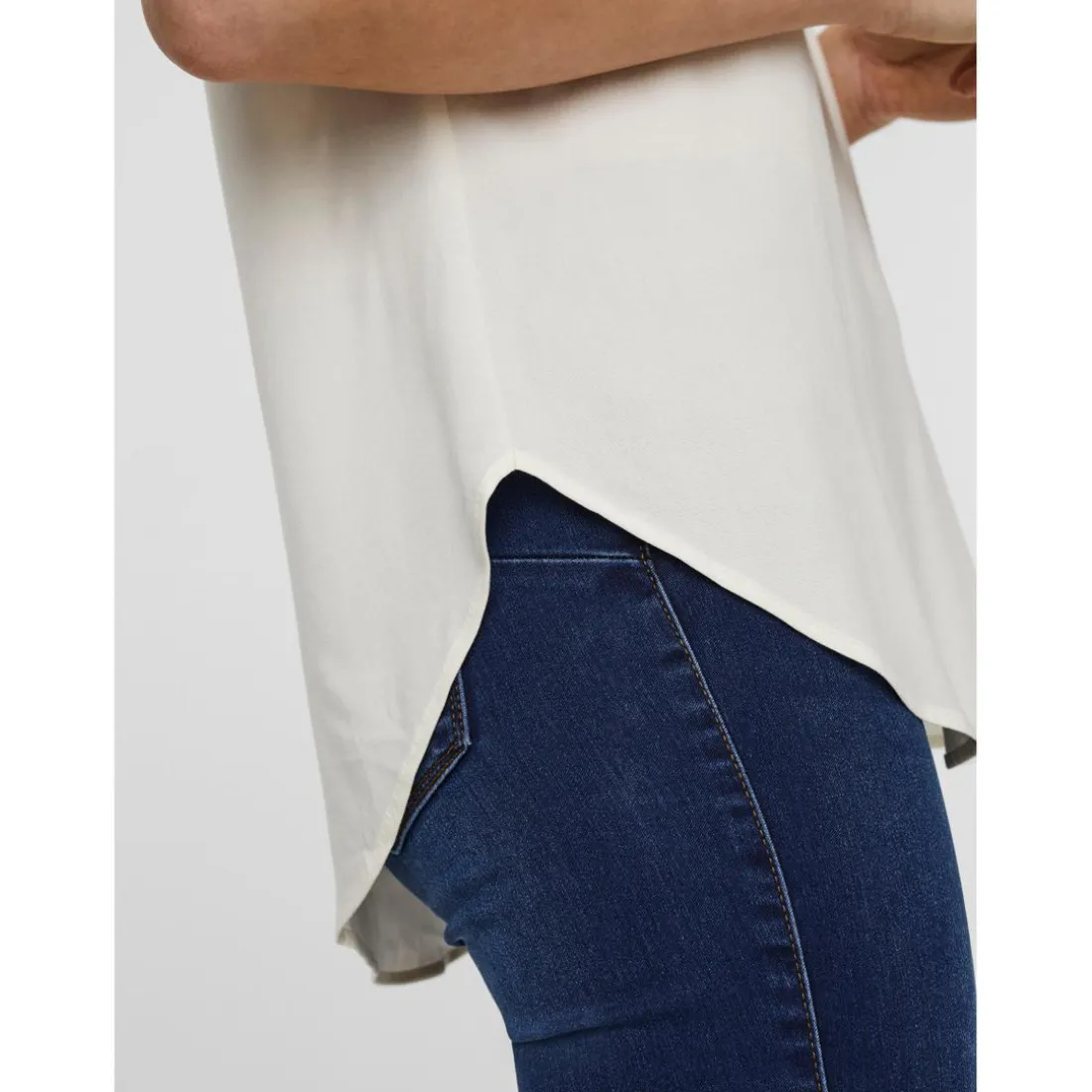 Blouse Regular Fit Col rond Manches courtes Longueur regular blanc en viscose