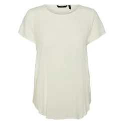 Blouse Regular Fit Col rond Manches courtes Longueur regular blanc en viscose