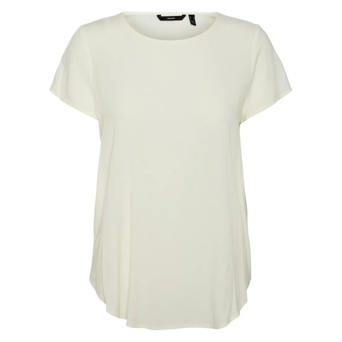 Blouse Regular Fit Col rond Manches courtes Longueur regular blanc en viscose