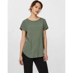 Blouse Regular Fit Col rond Manches courtes Longueur regular vert en viscose