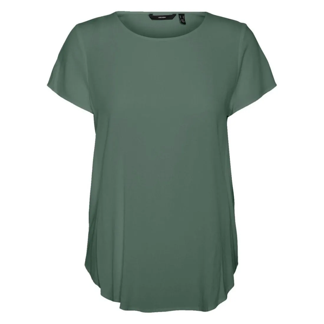 Blouse Regular Fit Col rond Manches courtes Longueur regular vert en viscose
