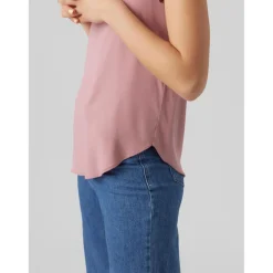 Blouse Regular Fit Col rond Manches courtes Longueur regular rose en viscose