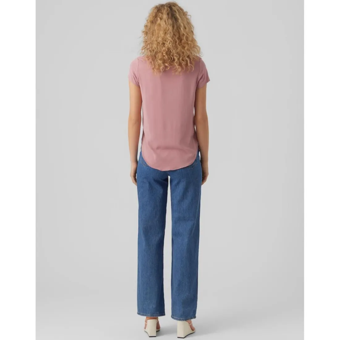 Blouse Regular Fit Col rond Manches courtes Longueur regular rose en viscose