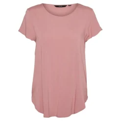 Blouse Regular Fit Col rond Manches courtes Longueur regular rose en viscose