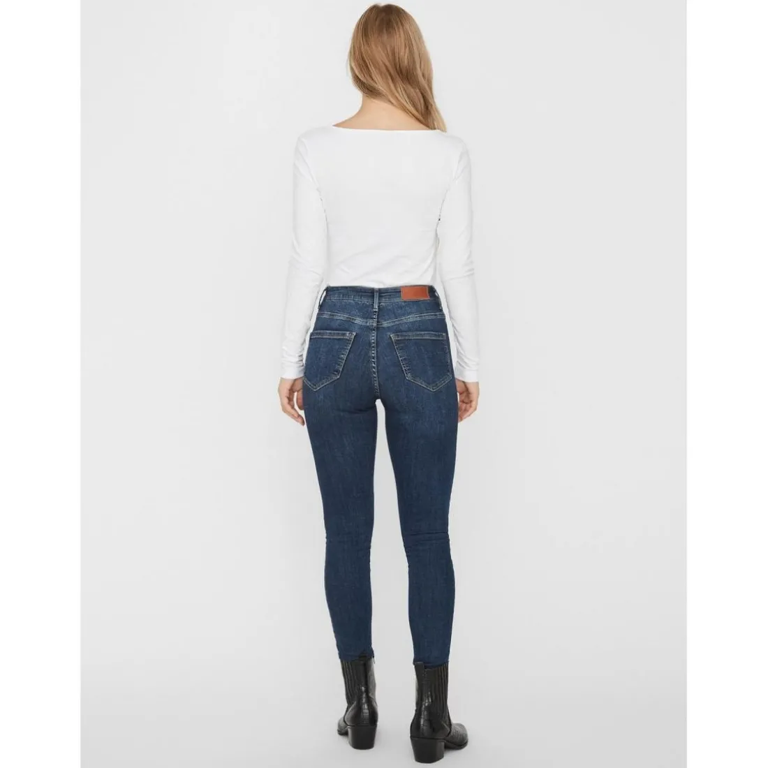 Blouse Slim Fit Col en U Manches longues blanc