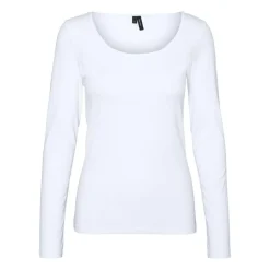 Blouse Slim Fit Col en U Manches longues blanc