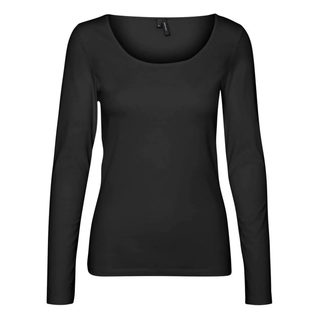 Blouse Slim Fit Col en U Manches longues Longueur regular noir