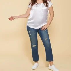 Blouse Unie Manches Courtes Femme blanc