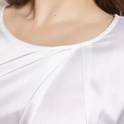 Blouse Unie Manches Courtes Femme blanc