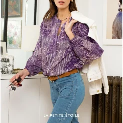 Blouse VOLUSA violet en coton