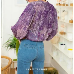 Blouse VOLUSA violet en coton