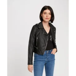 Blouson droit avec col cranté à revers