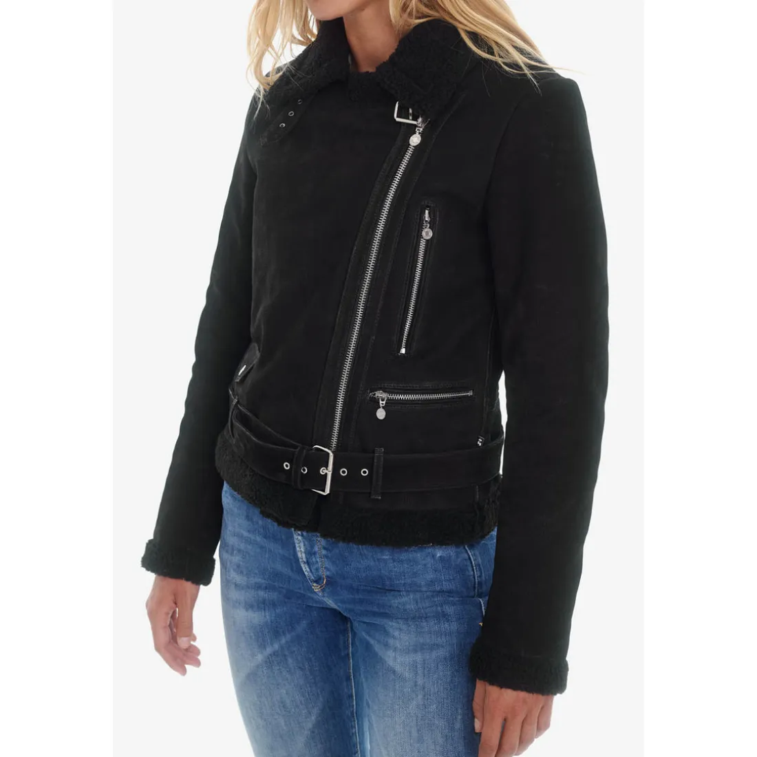 Blouson en cuir JUDITH noir