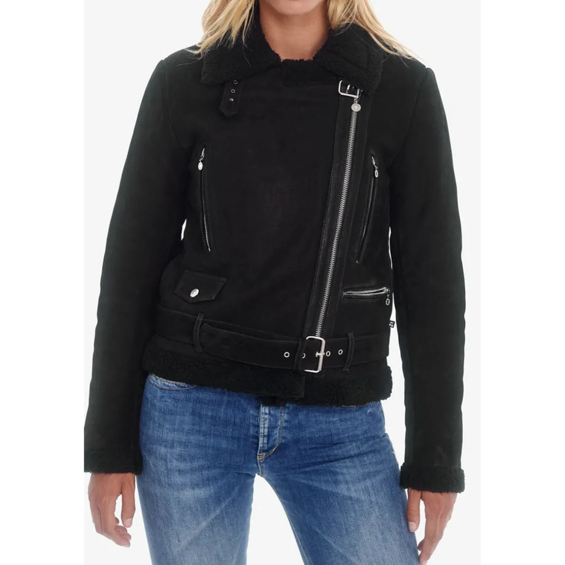 Blouson en cuir JUDITH noir