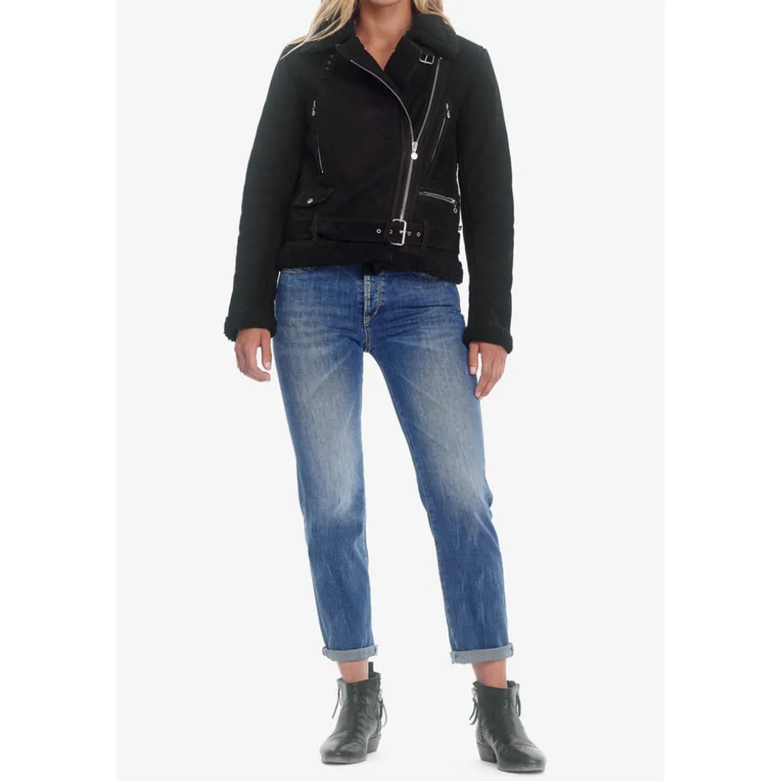 Blouson en cuir JUDITH noir