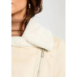 Blouson zippé suédine ivoire