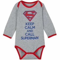 Body à manches longues bébé garçon imprimé Superman - Gris