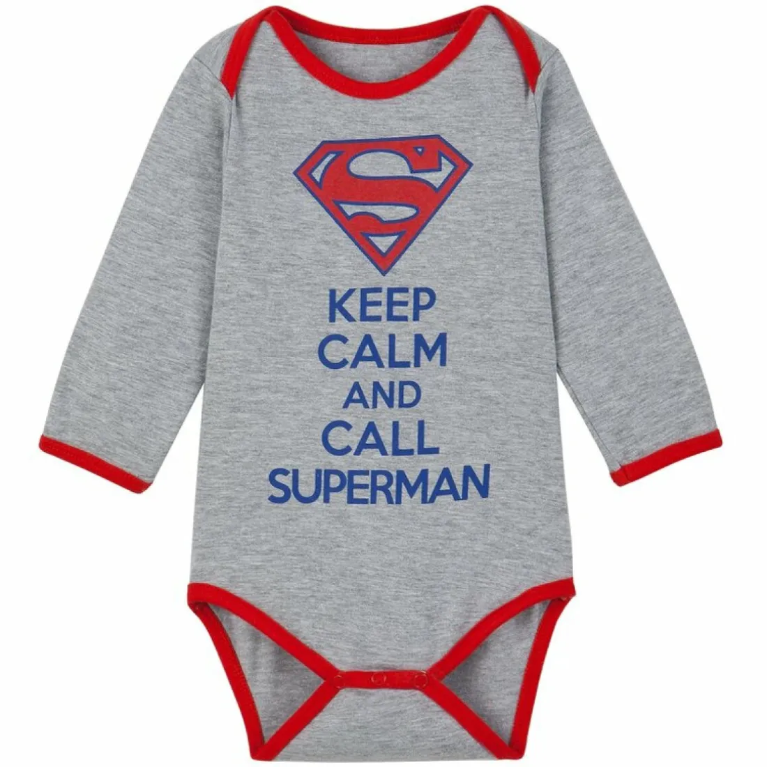 Body à manches longues bébé garçon imprimé Superman - Gris