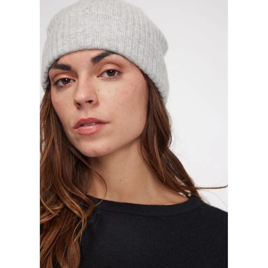 Bonnet unisexe en cachemire gris perle