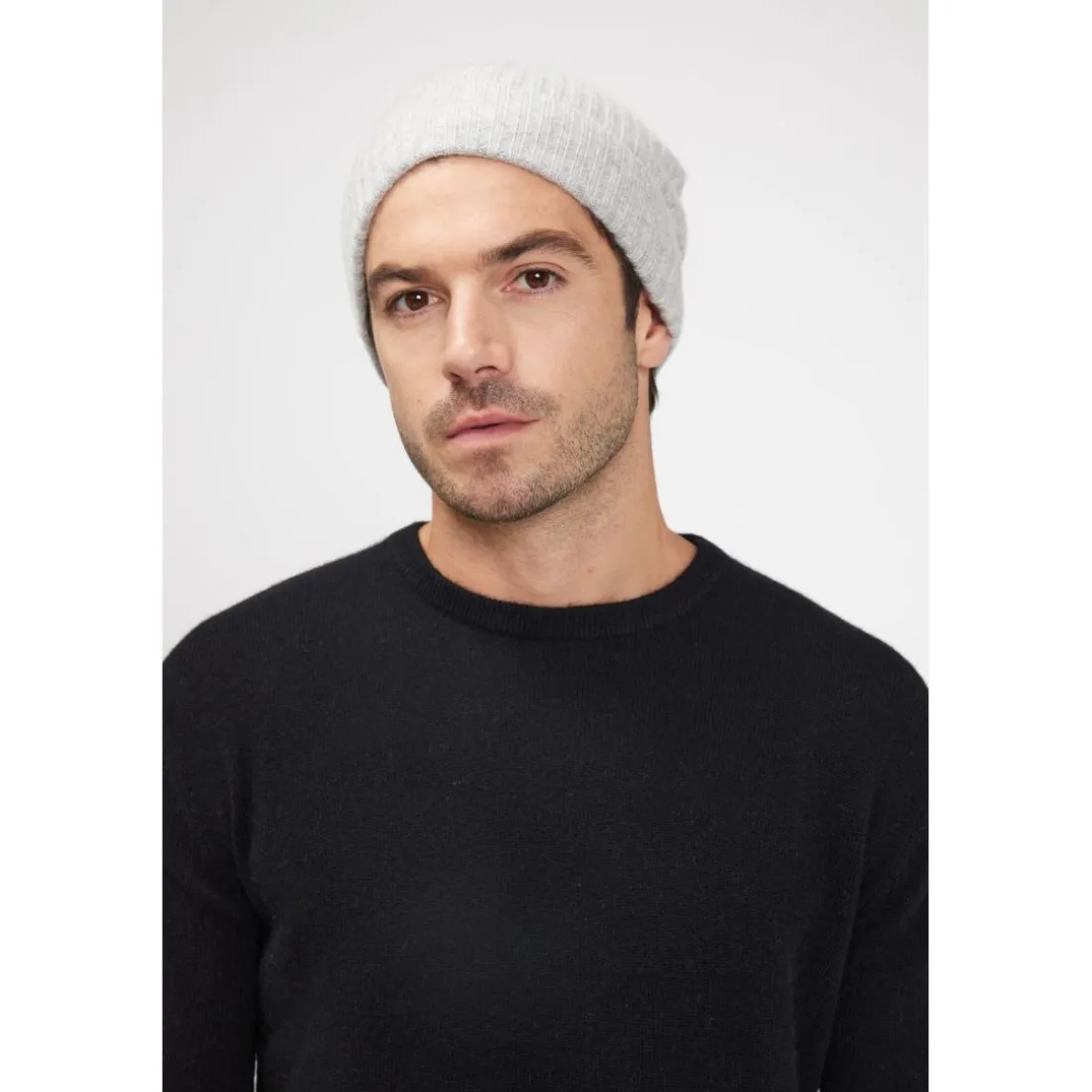 Bonnet unisexe en cachemire gris perle