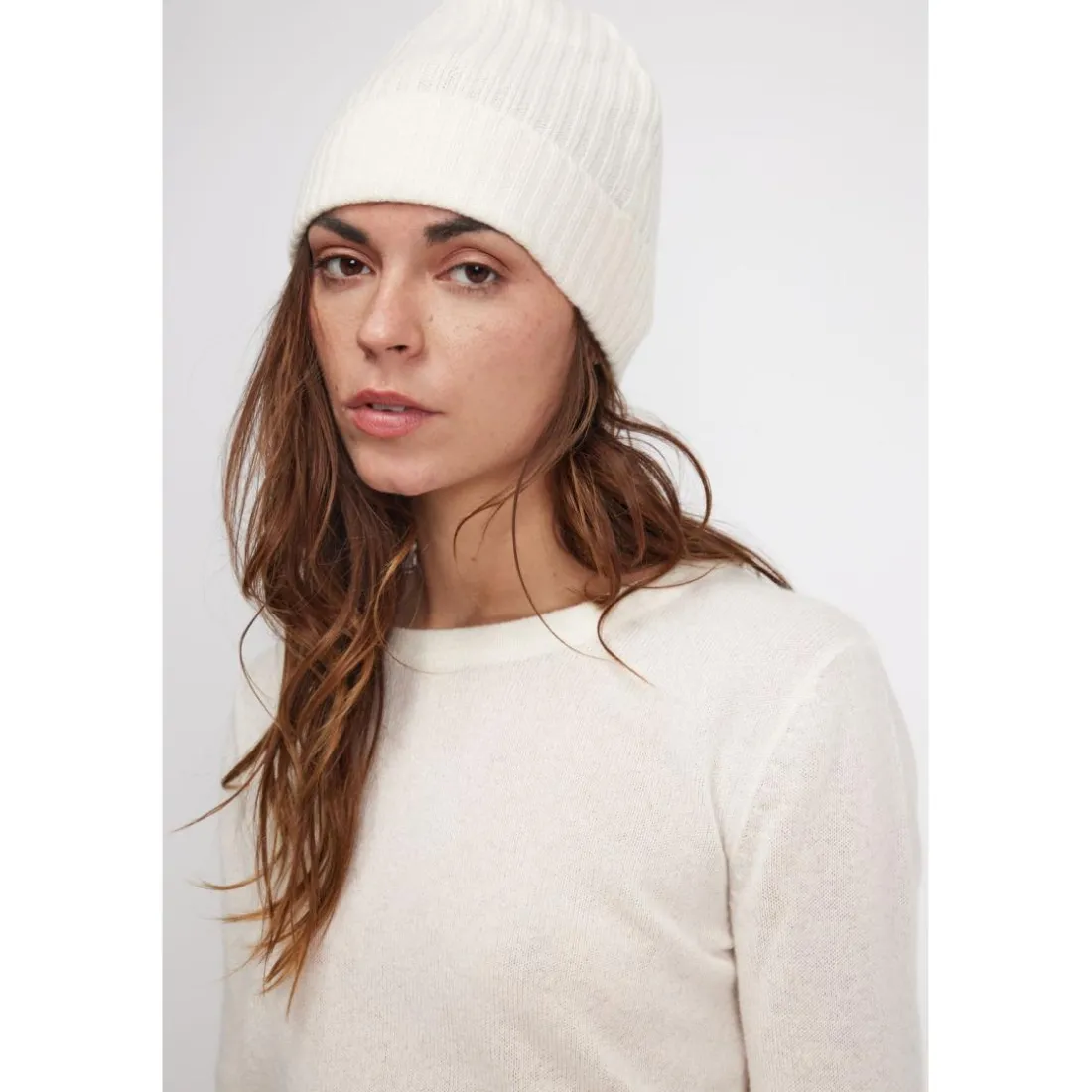 Bonnet unisexe en cachemire ecru