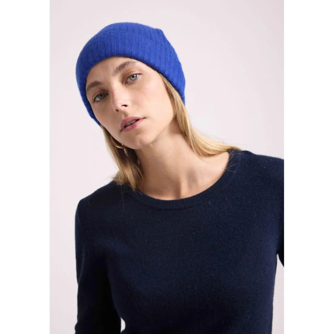 Bonnet unisexe en cachemire bleu roi