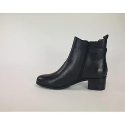 Boots femme en cuir NOIR à talon