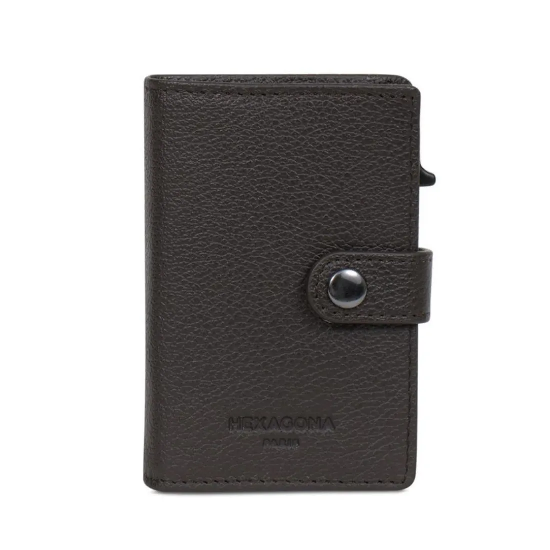 Boîtier porte-cartes Stop RFID Cuir CONFORT Marron foncé Clio
